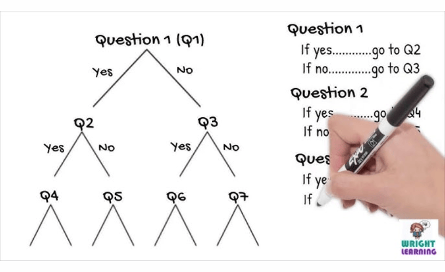 formulate a dichotomous question with accompanying instruction